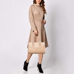 Pre Owned Longchamp Beige Leather Small Paris Premiere Tote