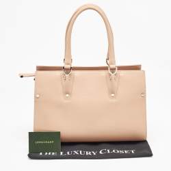Pre Owned Longchamp Beige Leather Small Paris Premiere Tote