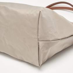 Longchamp Grey/Brown Nylon Large Le Pliage Tote