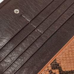 Longchamp Multicolor Snakeskin Embossed Leather Continental Wallet