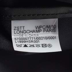 Longchamp Black Leather and Nylon Le Pliage Tote