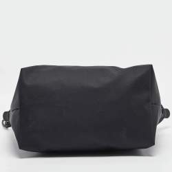 Longchamp Black Leather and Nylon Le Pliage Tote