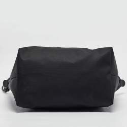 Longchamp Black Leather and Nylon Le Pliage Tote