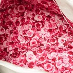 Pre Owned Longchamp White/Fuchsia Leather Zip Details Tote