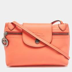 Pre Owned Longchamp Orange Leather Le Pliage Xtra Crossbody Bag