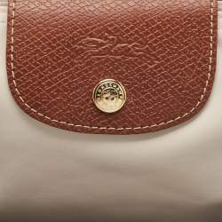 Pre Owned Longchamp Off White Nylon Le Pliage Handle Pouch