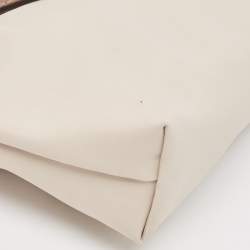 Pre Owned Longchamp Off White Nylon Le Pliage Handle Pouch