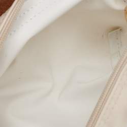 Pre Owned Longchamp Off White Nylon Le Pliage Handle Pouch