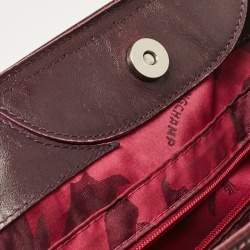 Longchamp Burgundy Patent Leather Front Pocket Tote
