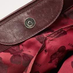 Longchamp Burgundy Patent Leather Front Pocket Tote