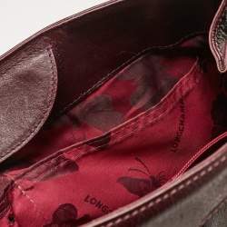 Longchamp Burgundy Patent Leather Front Pocket Tote
