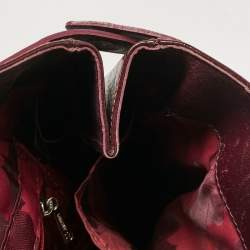 Longchamp Burgundy Patent Leather Front Pocket Tote