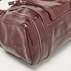 Longchamp Burgundy Patent Leather Front Pocket Tote