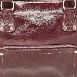 Longchamp Burgundy Patent Leather Front Pocket Tote