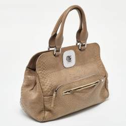 Longchamp Clay Beige Python Embossed Leather Gatsby Tote