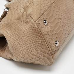 Longchamp Clay Beige Python Embossed Leather Gatsby Tote