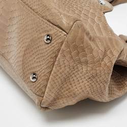 Longchamp Clay Beige Python Embossed Leather Gatsby Tote