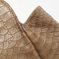 Longchamp Clay Beige Python Embossed Leather Gatsby Tote