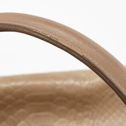 Longchamp Clay Beige Python Embossed Leather Gatsby Tote