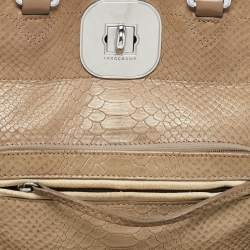 Longchamp Clay Beige Python Embossed Leather Gatsby Tote