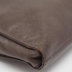 Longchamp Dark Brown Leather Small Le Foulonne Briefcase