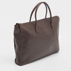 Longchamp Dark Brown Leather Small Le Foulonne Briefcase