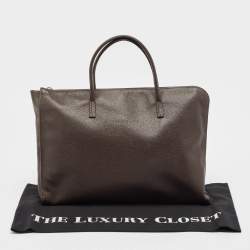 Longchamp Dark Brown Leather Small Le Foulonne Briefcase
