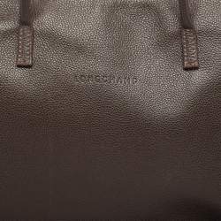 Longchamp Dark Brown Leather Small Le Foulonne Briefcase