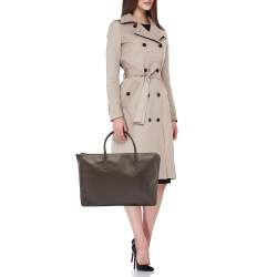 Longchamp Dark Brown Leather Small Le Foulonne Briefcase
