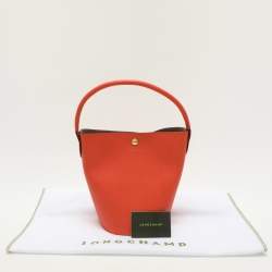 Longchamp Orange Épure Leather Bucket Bag
