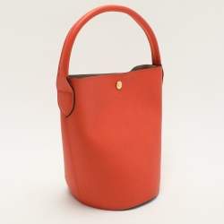 Longchamp Orange Épure Leather Bucket Bag