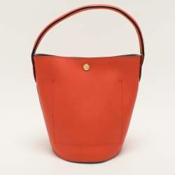 Longchamp Orange Épure Leather Bucket Bag