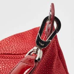Longchamp Red Stingray Print Nylon and Patent Leather Le Pliage Neo Tote