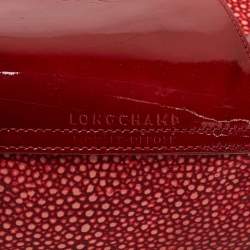 Longchamp Red Stingray Print Nylon and Patent Leather Le Pliage Neo Tote