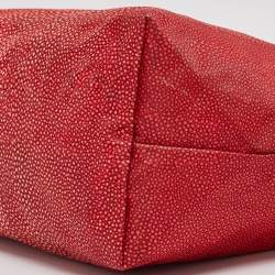 Longchamp Red Stingray Print Nylon and Patent Leather Le Pliage Neo Tote