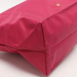 Longchamp Pink/Brown Nylon and Leather Large Le Pliage Tote