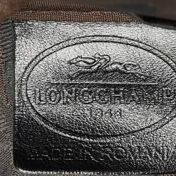 Longchamp Black Croc Embossed Leather Roseau Tote