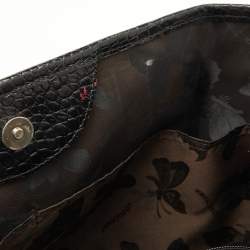 Longchamp Black Croc Embossed Leather Roseau Tote
