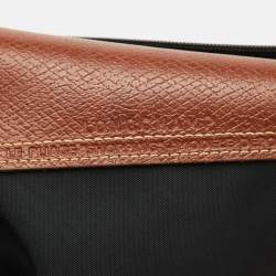 Longchamp Black/Brown Nylon and Leather S Le Pliage Tote