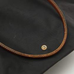 Longchamp Black/Brown Nylon and Leather S Le Pliage Tote