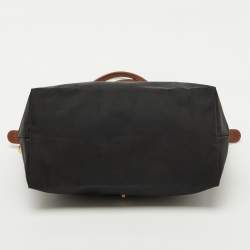 Longchamp Black/Brown Nylon and Leather S Le Pliage Tote