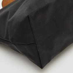 Longchamp Black/Brown Nylon and Leather S Le Pliage Tote