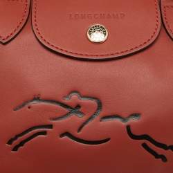 Longchamp Brick Brown Leather Extra XS Le Pliage Tote