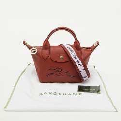 Longchamp Brick Brown Leather Extra XS Le Pliage Tote