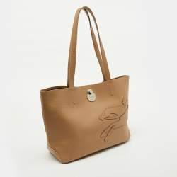 Pre Owned Longchamp Beige Leather Shop It Tote