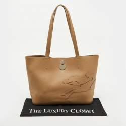 Pre Owned Longchamp Beige Leather Shop It Tote