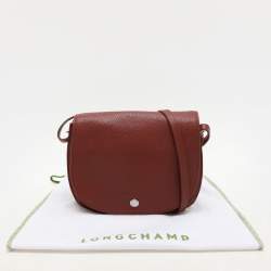 Pre Owned Longchamp Maroon Leather Le Foulonne Crossbody Flap Bag