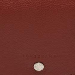 Pre Owned Longchamp Maroon Leather Le Foulonne Crossbody Flap Bag