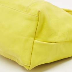 Pre Owned Longchamp Yellow Leather Small Le Pliage Tote