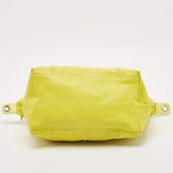 Pre Owned Longchamp Yellow Leather Small Le Pliage Tote